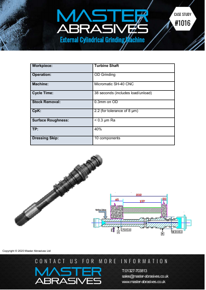 External Cylindrical Grinding Machine - Turbine Shaft -  Case Study 1016 