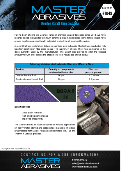 Deerfos Bora 9 fibre disc -Case Study 1049 
